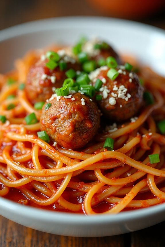 asian style spaghetti meatballs recipe