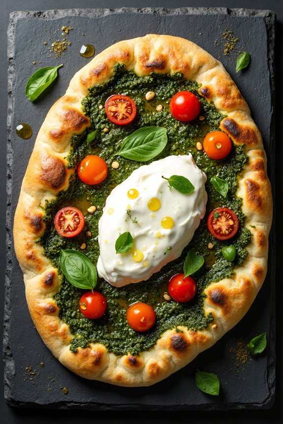 burrata and pesto naan