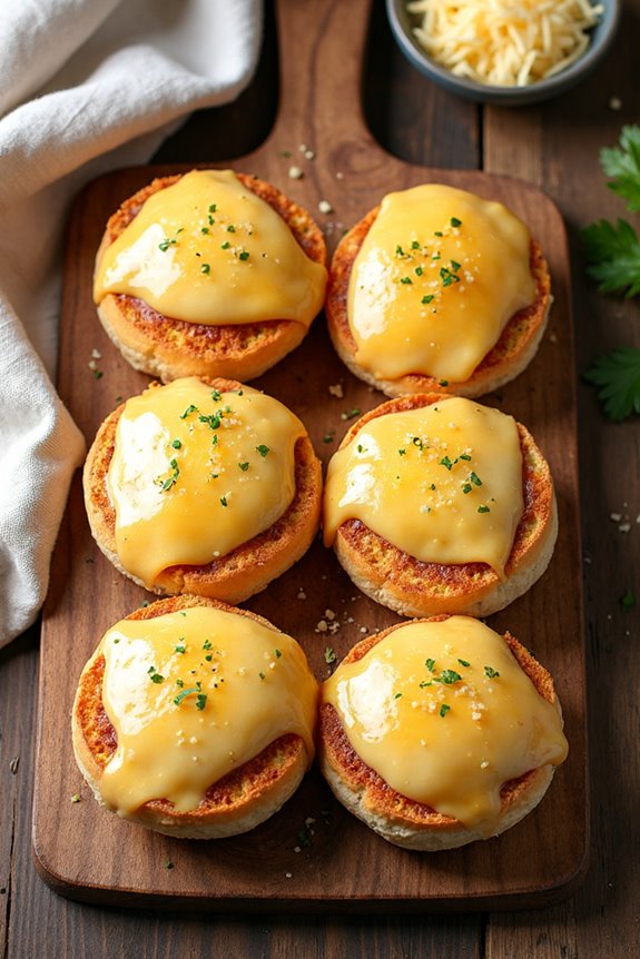 cheesy broiled hamburger buns