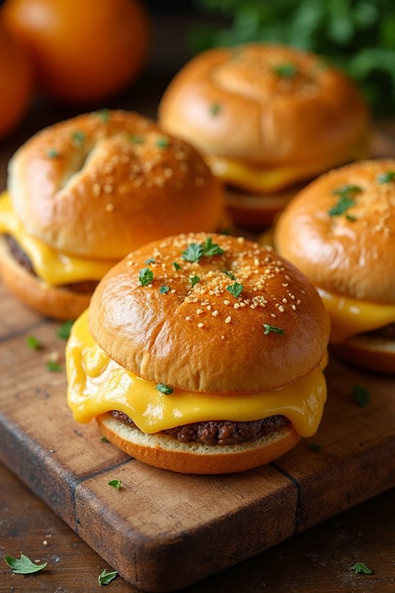 cheesy broiled hamburger buns