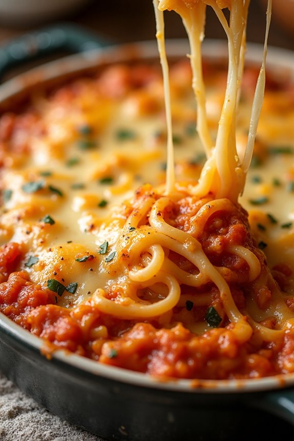cheesy homestyle baked spaghetti