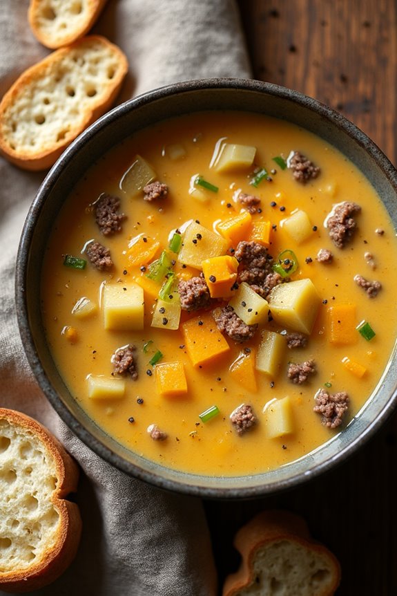 comforting cheeseburger soup recipe