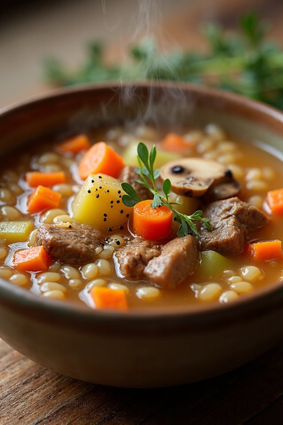 cozy beef barley soup