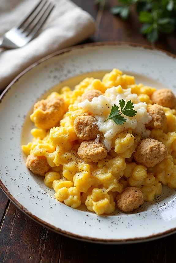 crab cake scrambled eggs