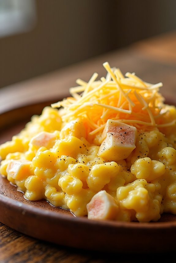 crab cake scrambled eggs delight