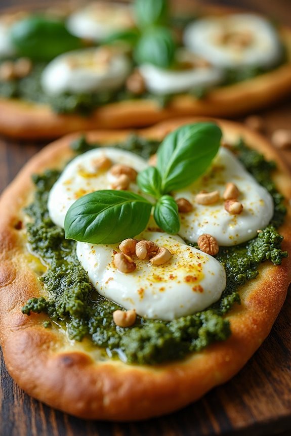 creamy burrata pesto naan
