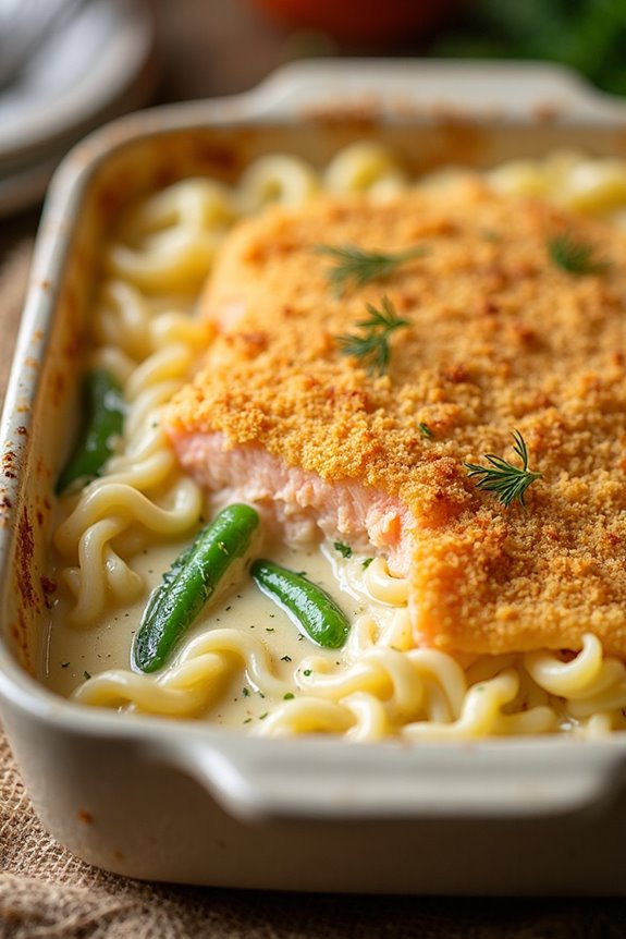 creamy salmon alfredo casserole