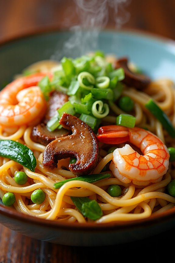 delicious chinese lo mein noodles