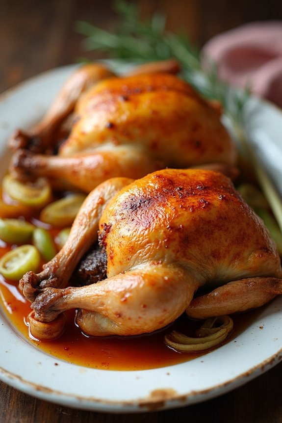 elegant buttered cornish hens