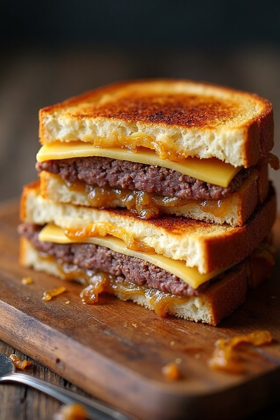 grilled onions on patty melt