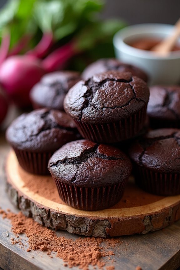 moist chocolate beetroot muffins
