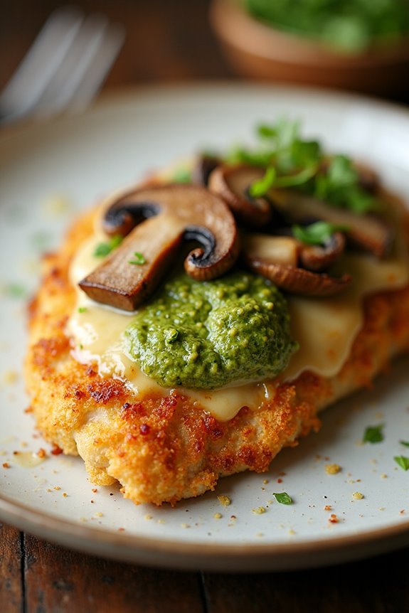pesto chicken with mushrooms