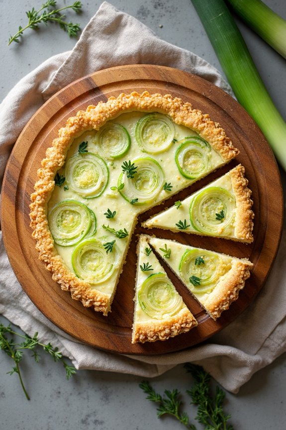 rustic oat and leek quiche
