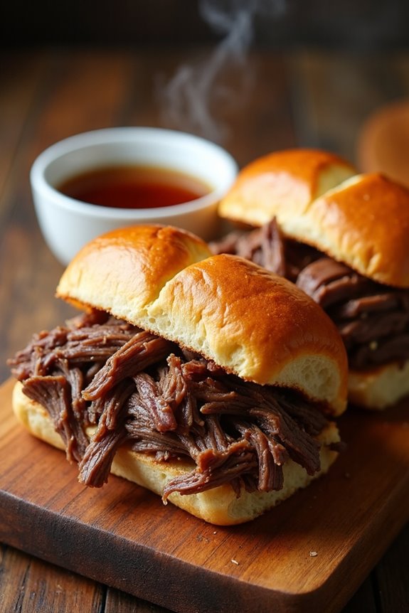 savory slow cooked beef sandwich
