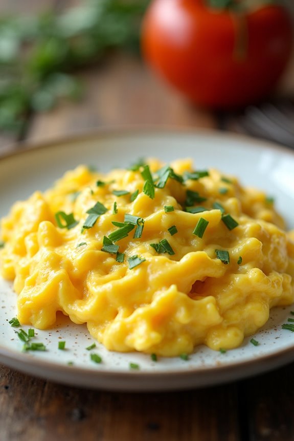 silky smooth scrambled eggs made