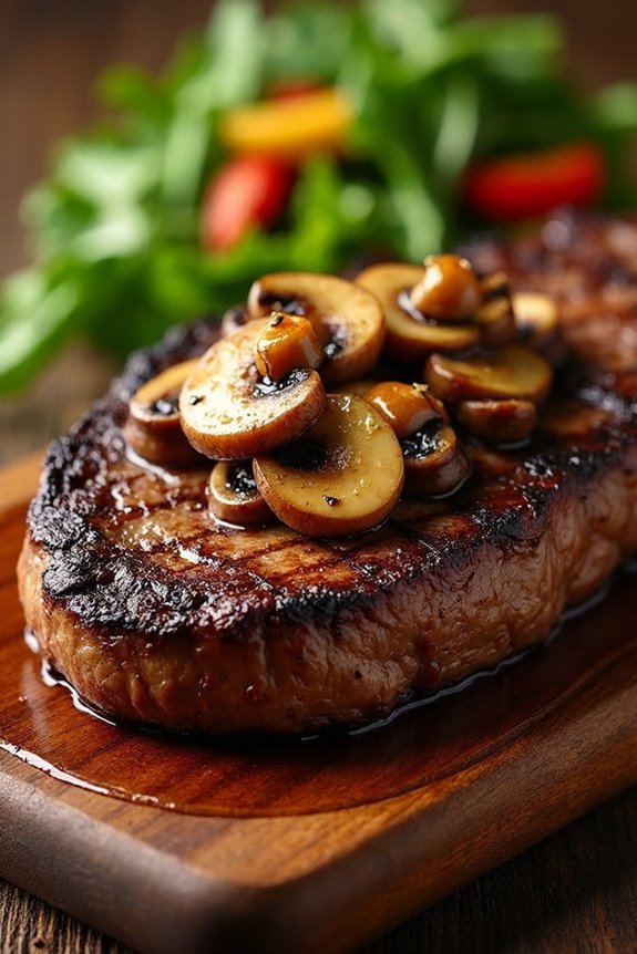 sizzling buttery mushroom ribeye