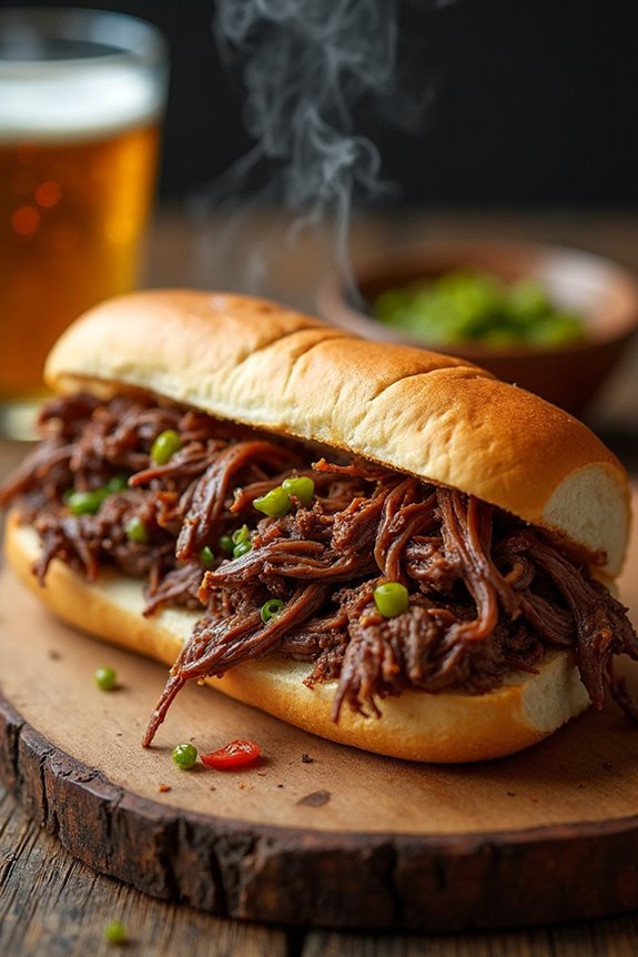 slow cooked italian beef sandwich