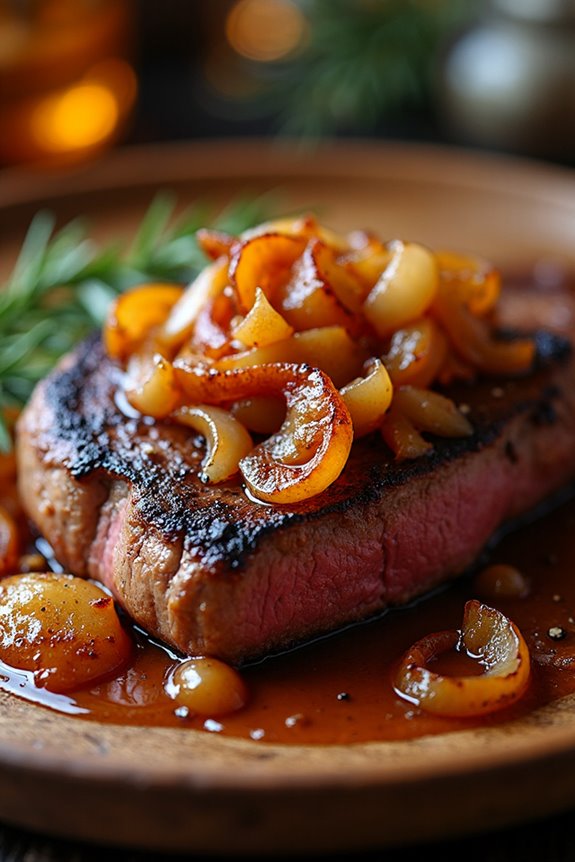 steak with caramelized onions